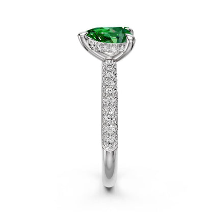 Diamond Ring with Tsavorite in White Gold