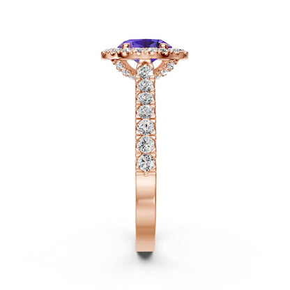 Diamond Ring with Tanzanite in Rose Gold