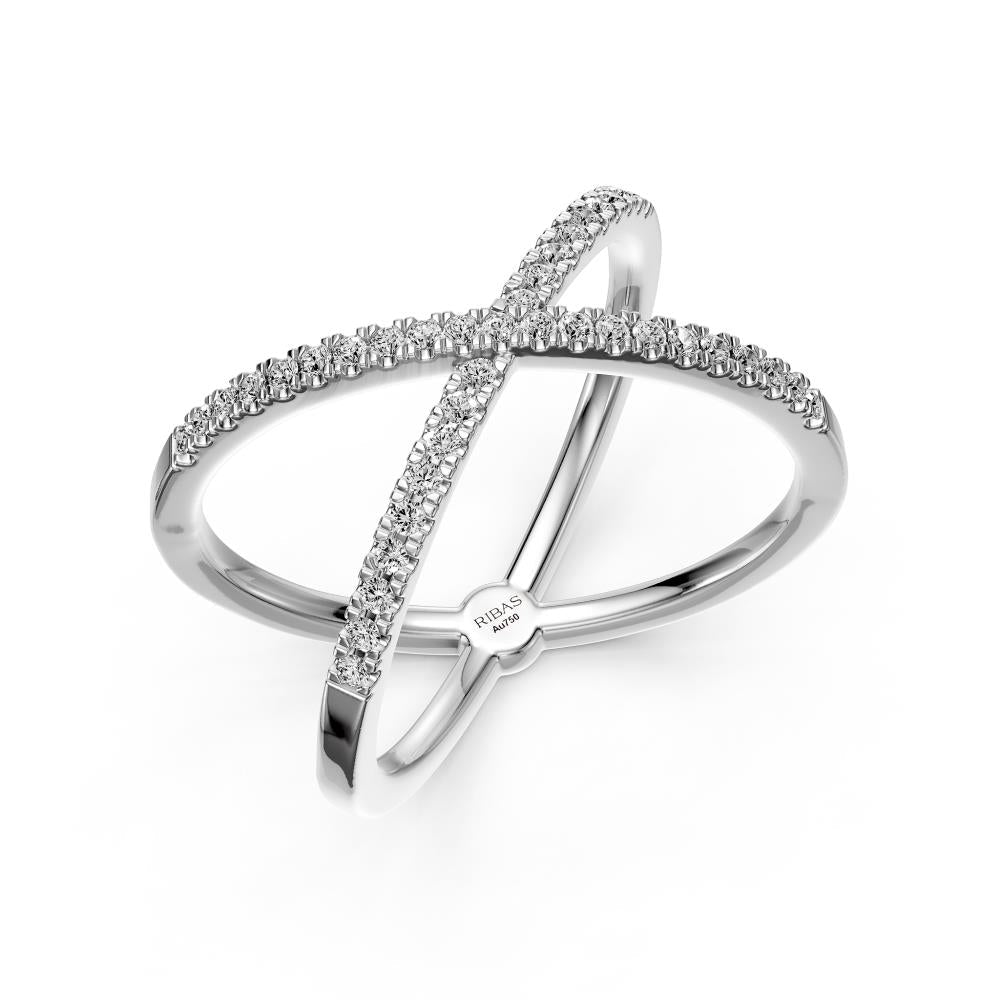 Diamond Ring "X" in White Gold
