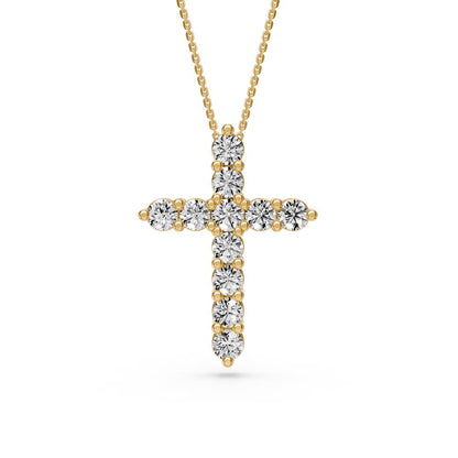 Diamond Cross Pendant in Yellow Gold - Small