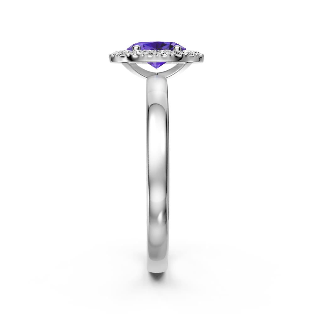 Diamond Ring with Tanzanite in White Gold
