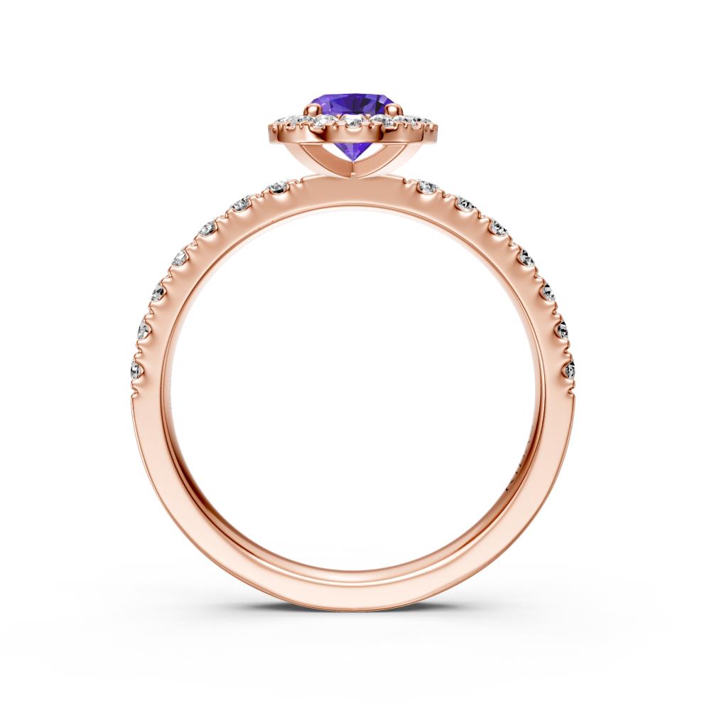 Diamond Ring with Tanzanite in Rose Gold