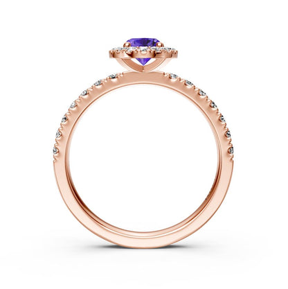 Diamond Ring with Tanzanite in Rose Gold