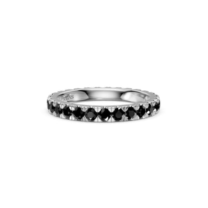 Black Diamond Band Ring in White Gold