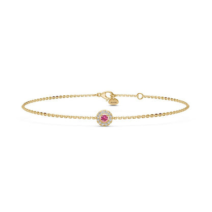 Pink Sapphire Bracelet with Diamonds in Yellow Gold