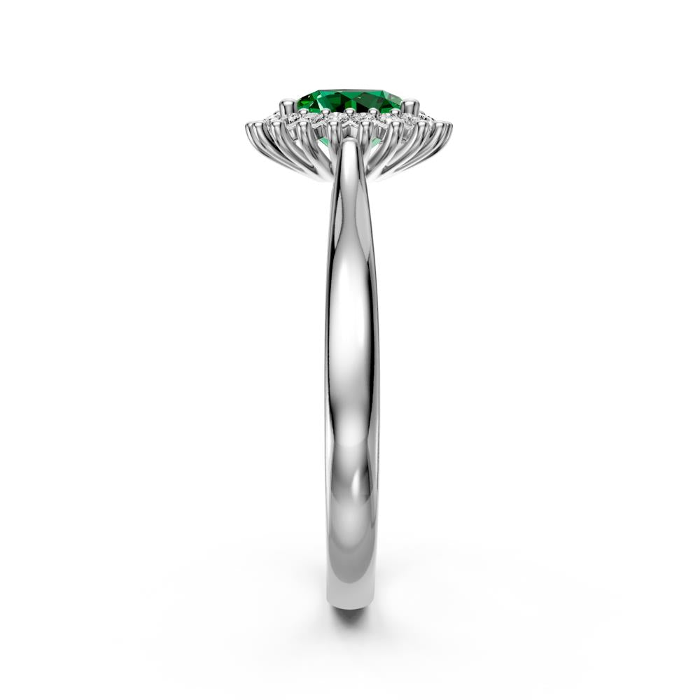 Diamond Ring with Tsavorite in White Gold