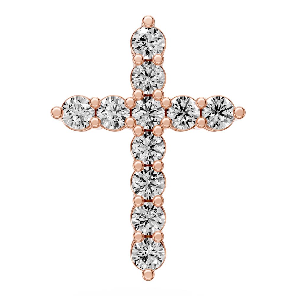 Diamond Cross Pendant in Rose Gold - Small