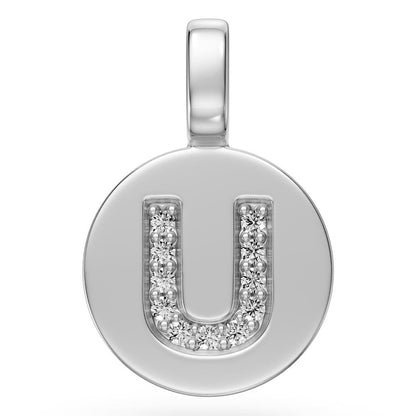 Diamond Letter U Pendant in White Gold