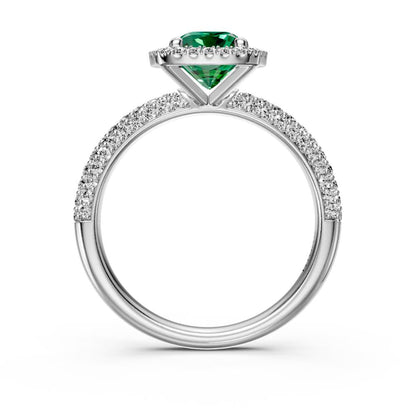 Diamond Ring with Tsavorites in White Gold