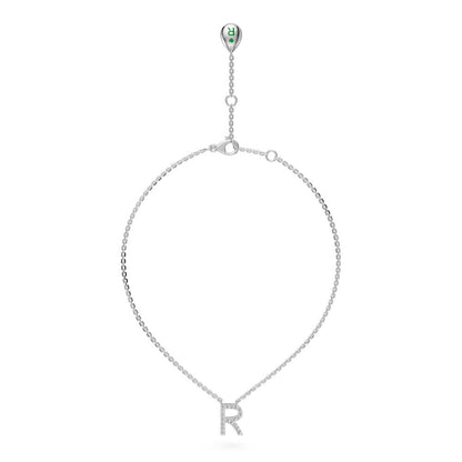Diamond Letter R Necklace in White Gold