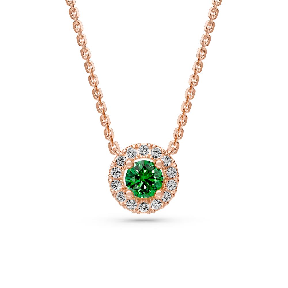 Tourmaline and Diamond Halo Necklace