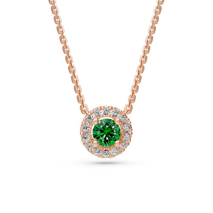 Tourmaline and Diamond Halo Necklace
