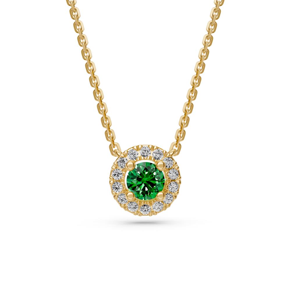 Tourmaline and Diamond Halo Necklace