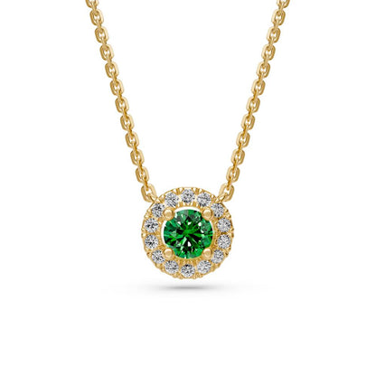 Tourmaline and Diamond Halo Necklace