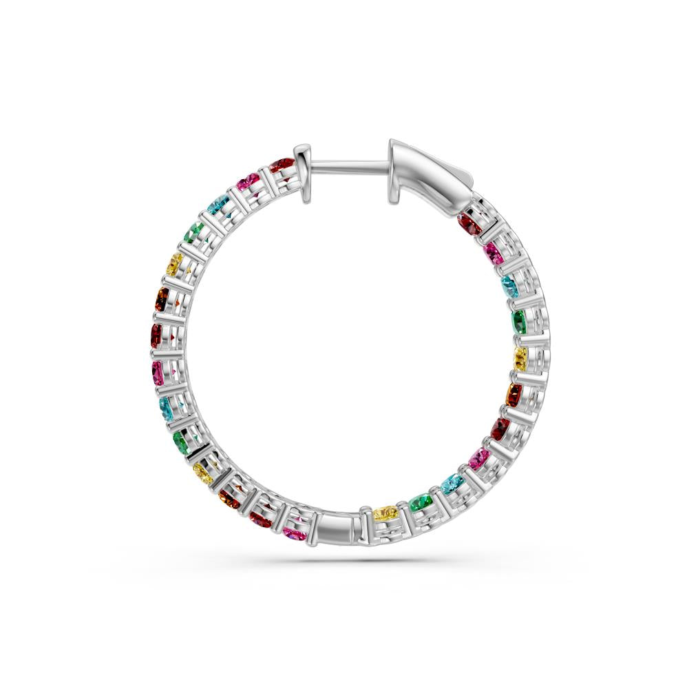 Sapphire Hoop Earrings in White Gold