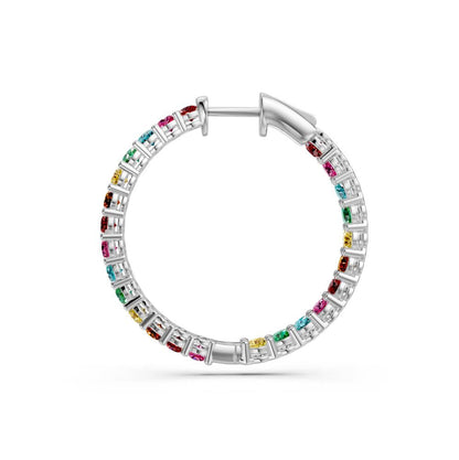 Sapphire Hoop Earrings in White Gold