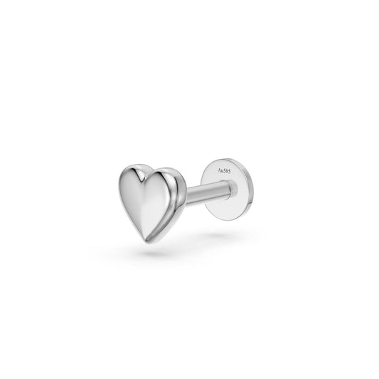 Balto aukso veriamas piercing auskaras "Širdelė"  R28601124