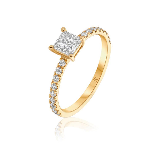 Geltono aukso žiedas su deimantais NA0459