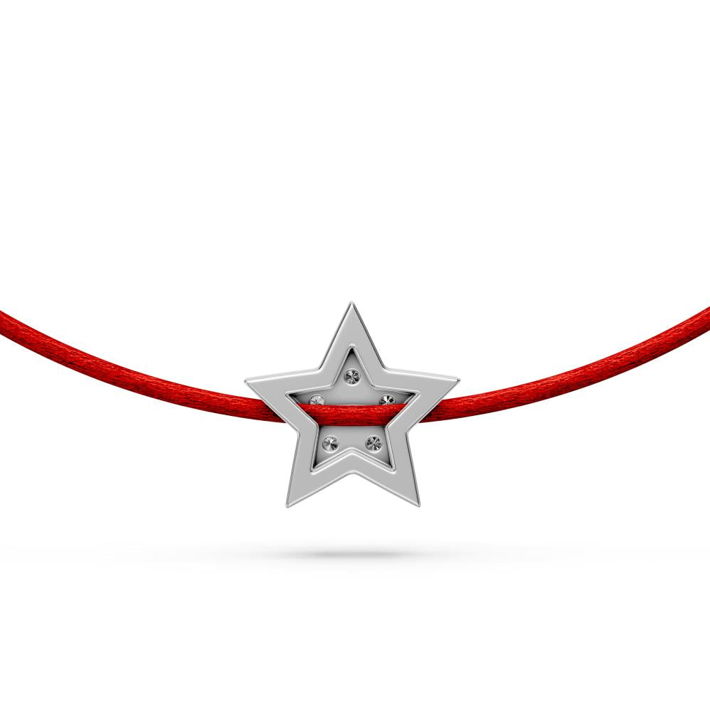 String Bracelet with Diamond in White Gold "Star"