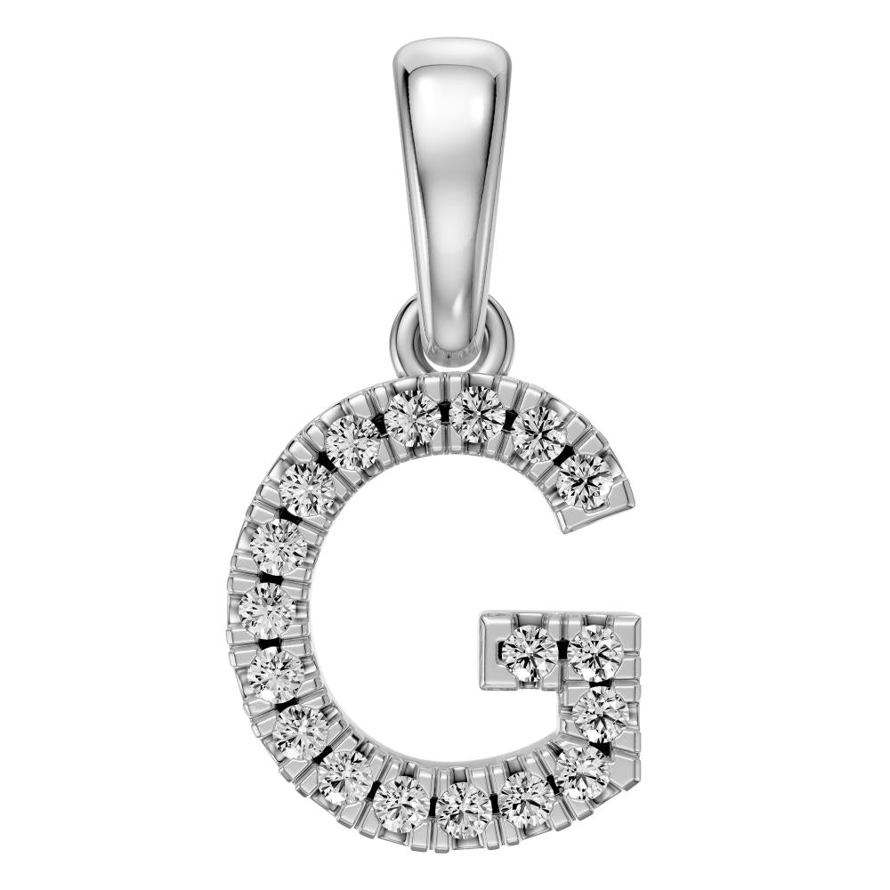 Mini Diamond Letter G Pendant in White Gold