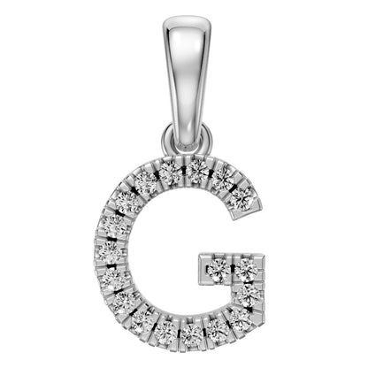 Mini Diamond Letter G Pendant in White Gold