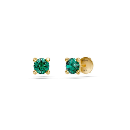 Green Sapphire Earring in Yellow Gold