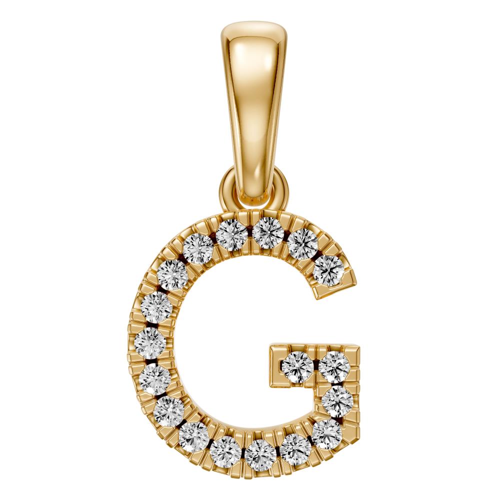 Mini Diamond Letter G Pendant in Yellow Gold