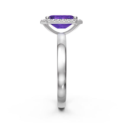 Diamond Ring with Tanzanite in White Gold