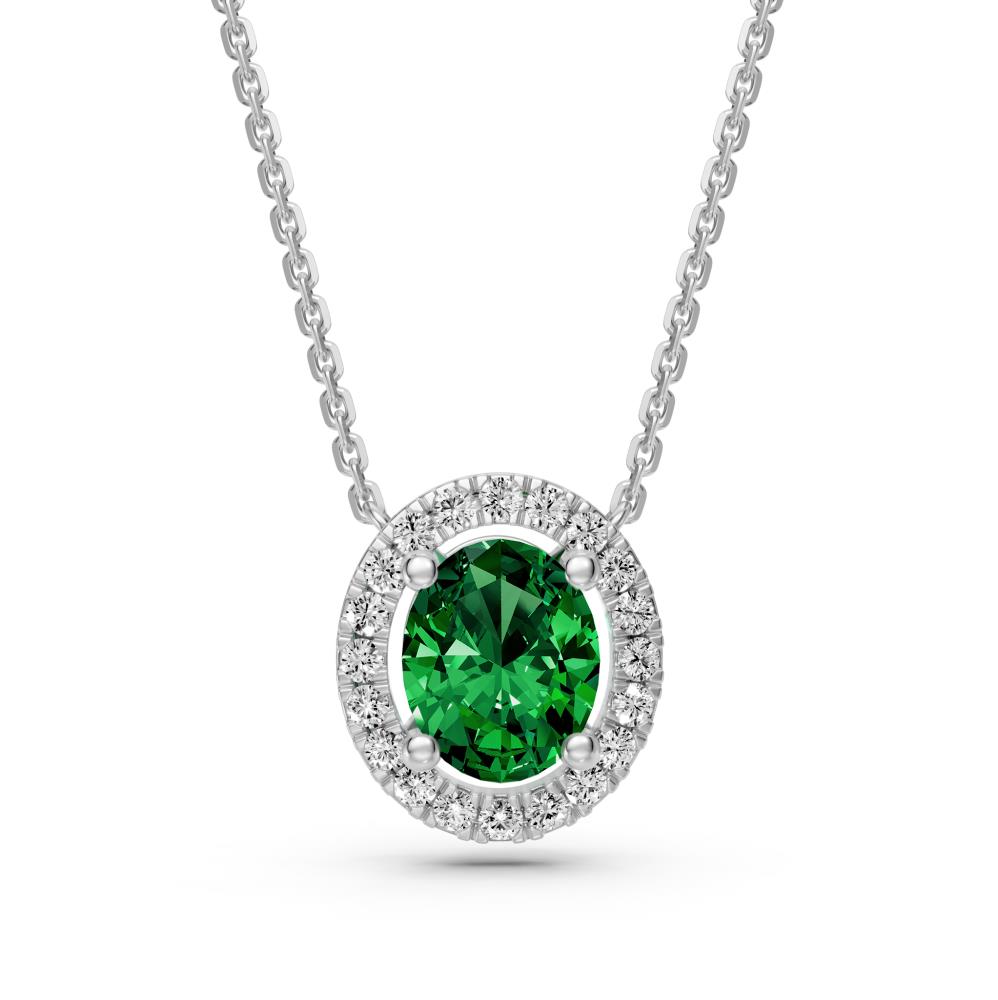 White Gold Necklace with Tsavorite Stone