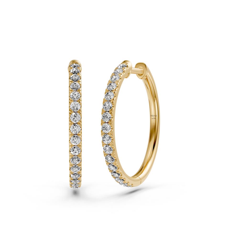 Diamond Hoop Earrings in Yellow Gold
