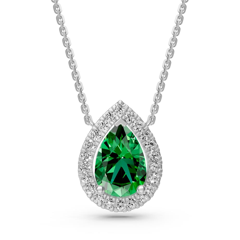 White Gold Necklace with Tsavorite Stone