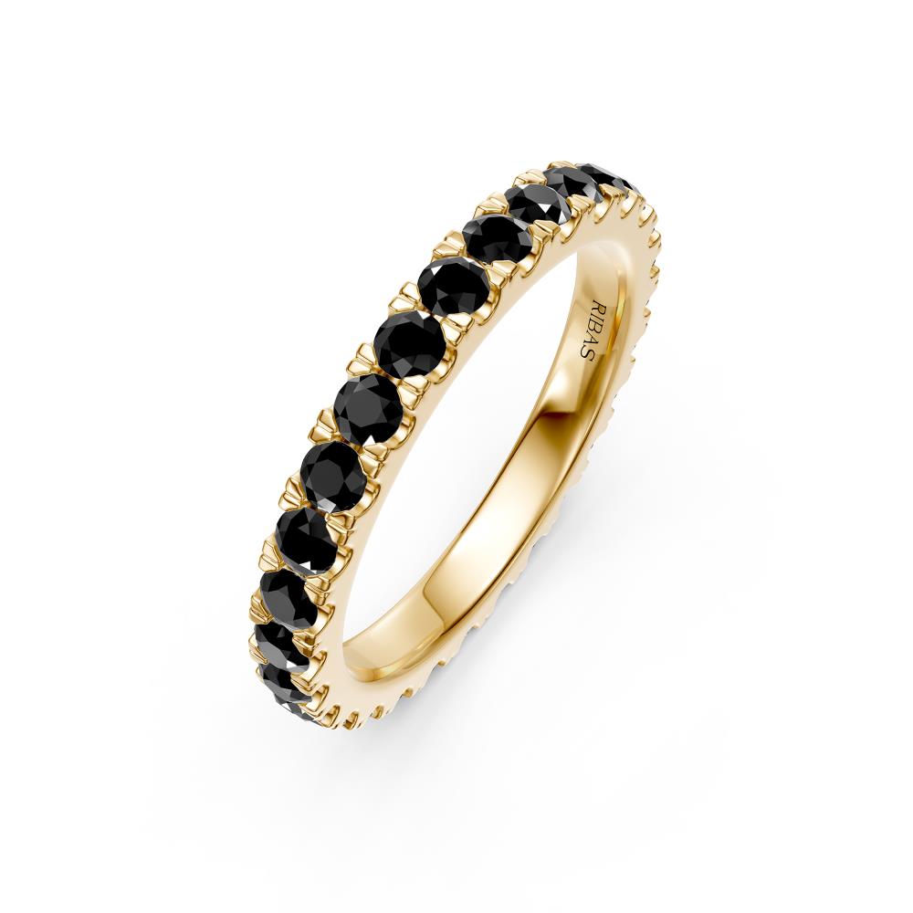 Black Diamond Band Ring in Yellow Gold