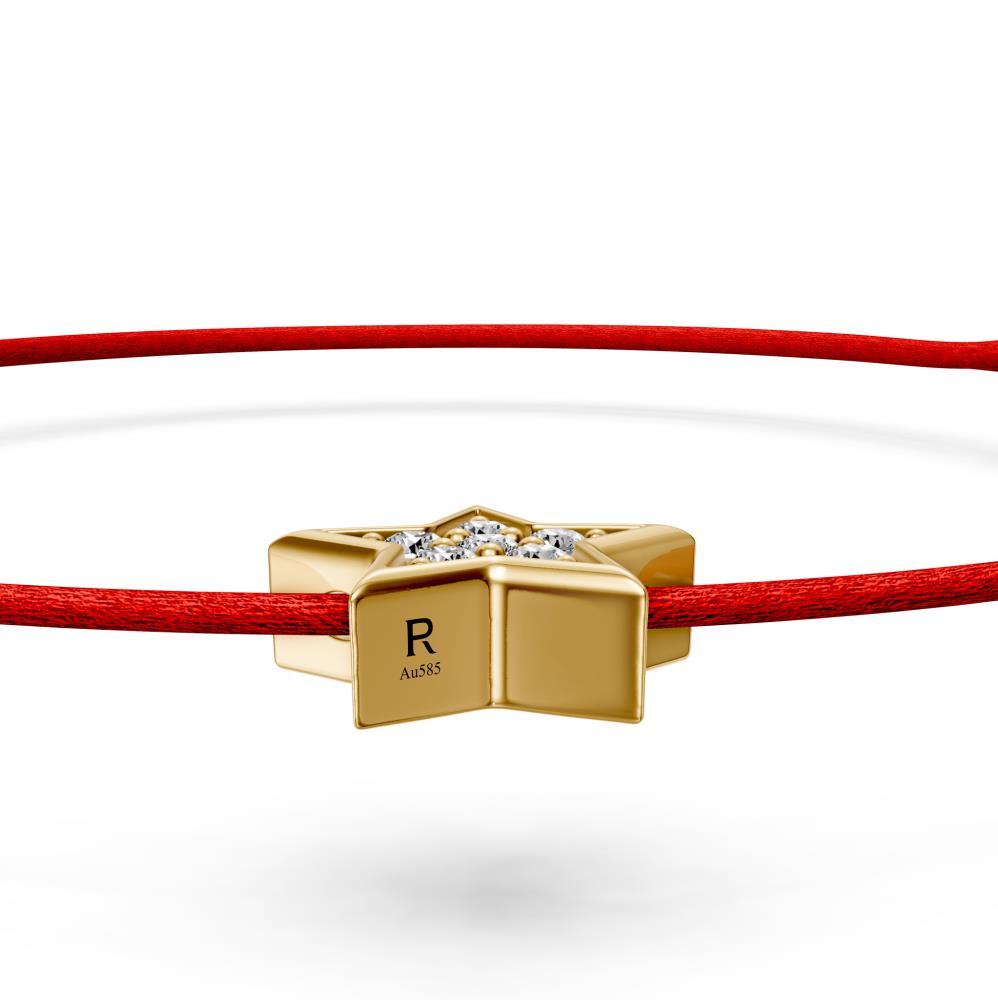 String Bracelet with Diamond in Yellow Gold "Star"