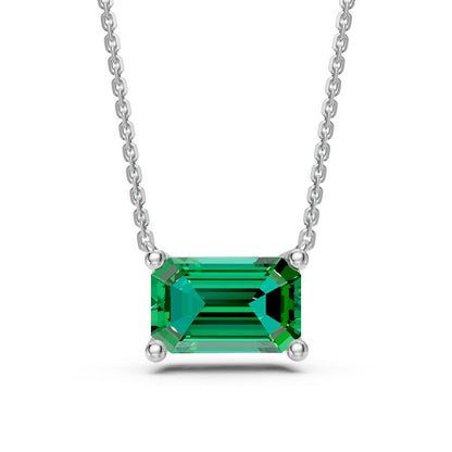Tsavorite Stone White Gold Necklace