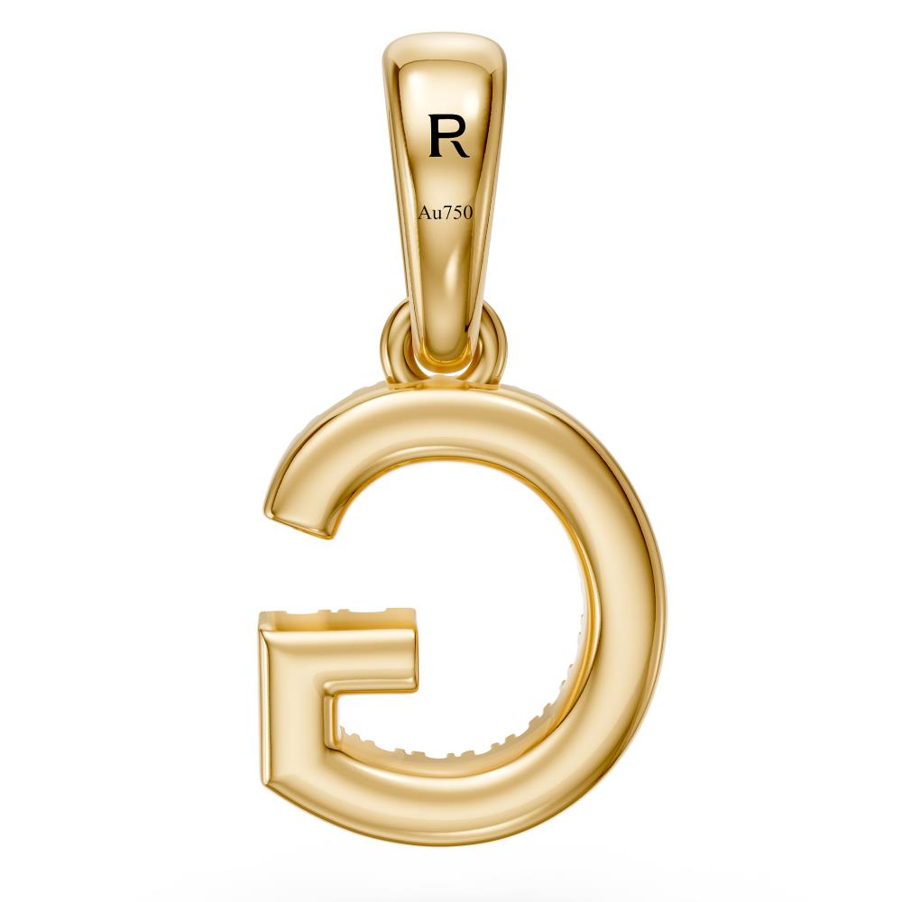 Mini Diamond Letter G Pendant in Yellow Gold