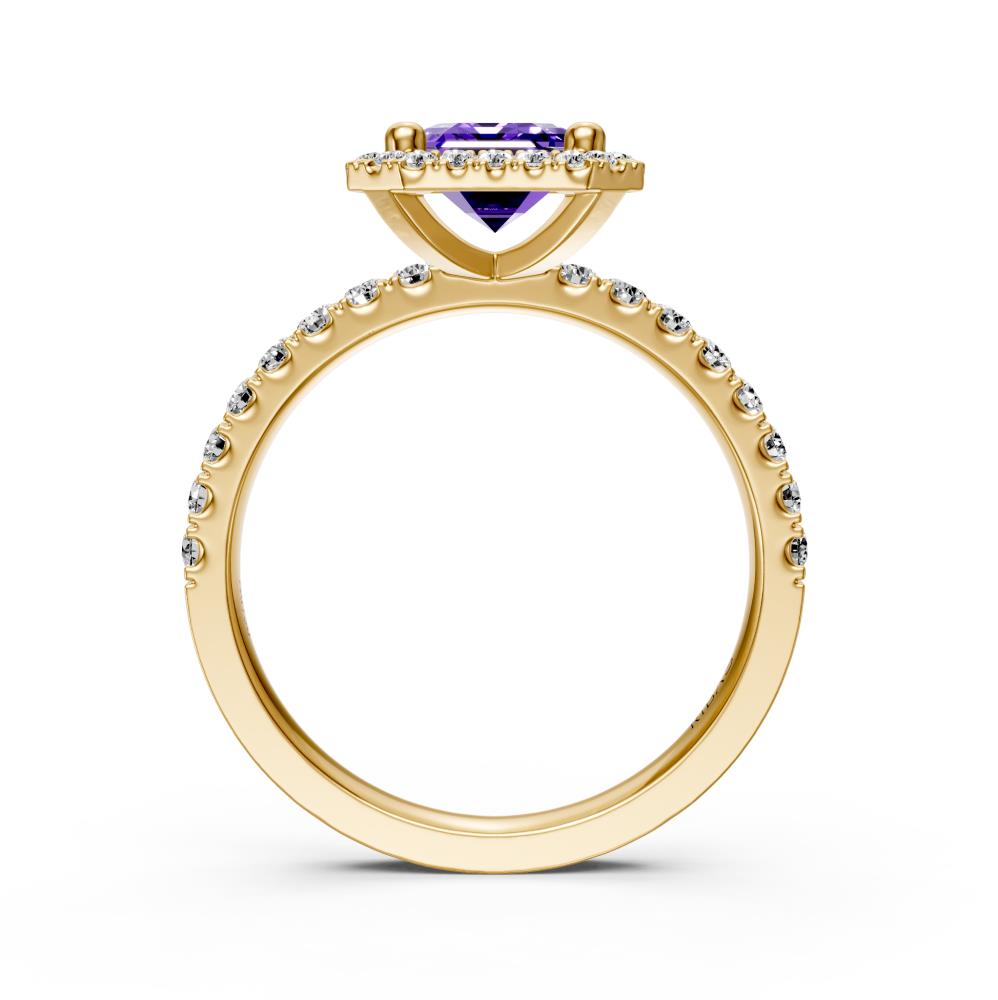 Diamond Ring with Tanzanite in Yellow Gold