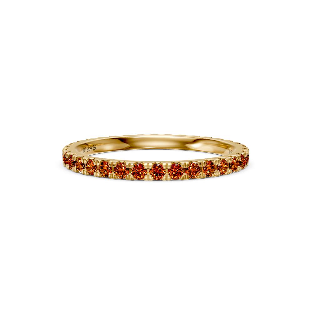 Cognac Diamond Band Ring in Yellow Gold