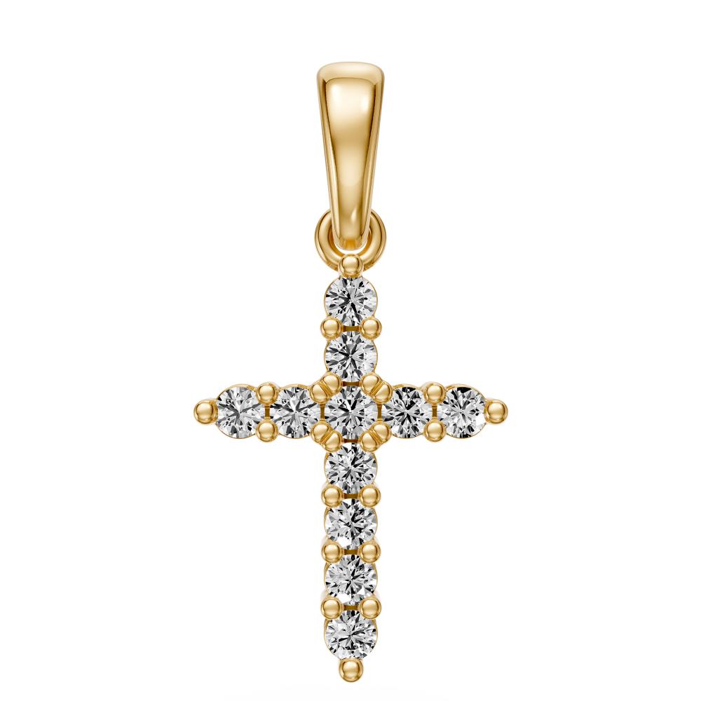 Diamond Cross Pendant in Yellow Gold