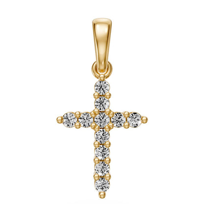 Diamond Cross Pendant in Yellow Gold