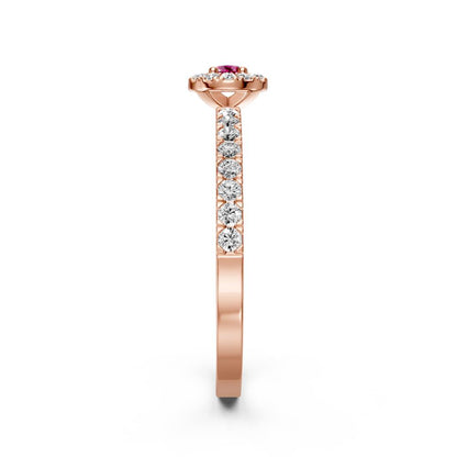 Diamond Ring with Pink Sapphire in Rose Gold