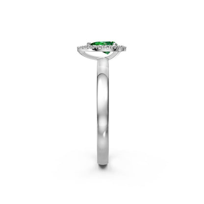 Diamond Band Ring with Tsavorites in White Gold