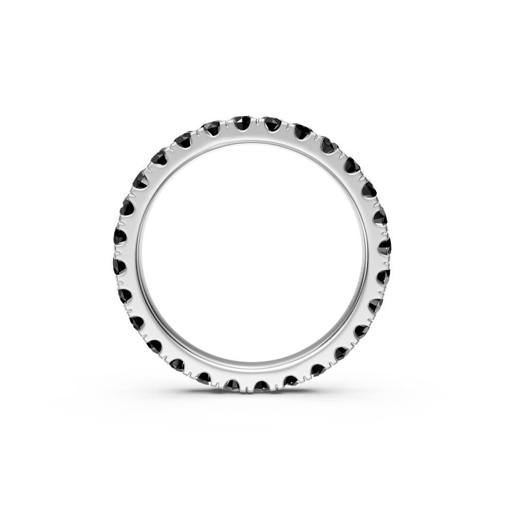 Black Diamond Band Ring in White Gold