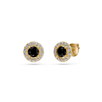 Black Diamond Earrings in Yellow Gold