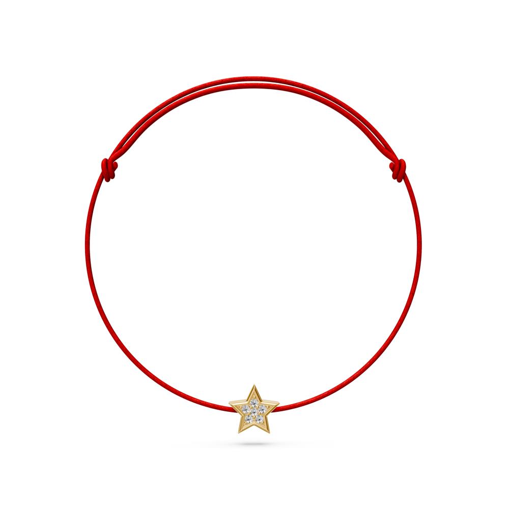 String Bracelet with Diamond in Yellow Gold "Star"