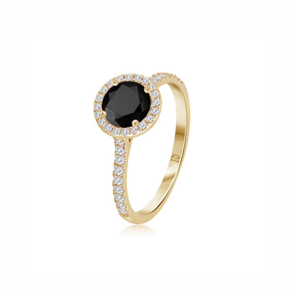 Black Diamond Ring in Yellow Gold