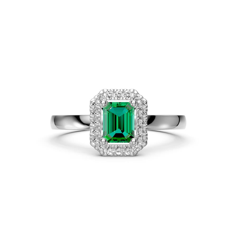 Diamond Ring with Tsavorites in White Gold