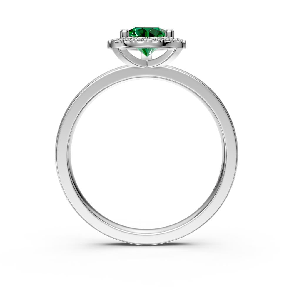 Diamond Ring with Tsavorites in White Gold