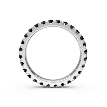 Black Diamond Band Ring in White Gold