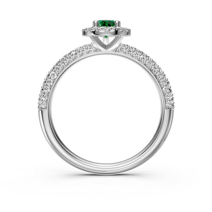 Diamond Ring with Tsavorites in White Gold