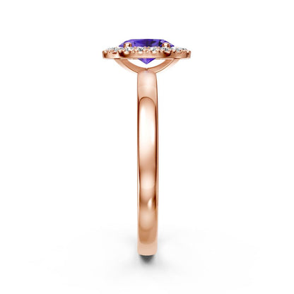 Diamond Ring with Tanzanite in Rose Gold